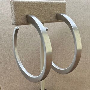 Silver Hoop Earrings Matte Finish